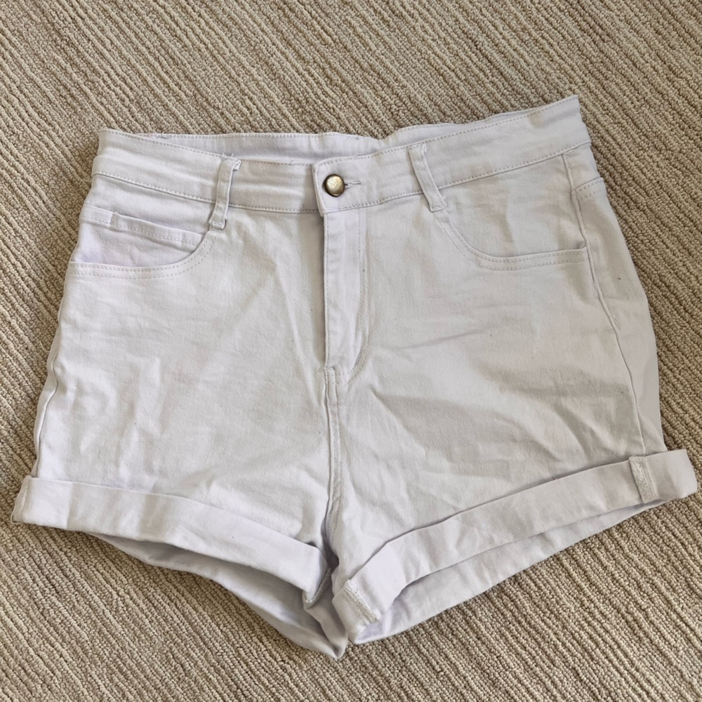 White Stretch Denim Shorts